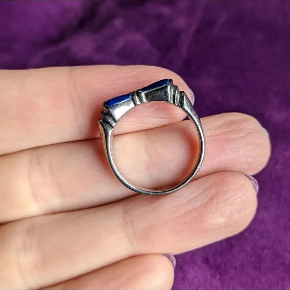vintage lapis silver bow ring